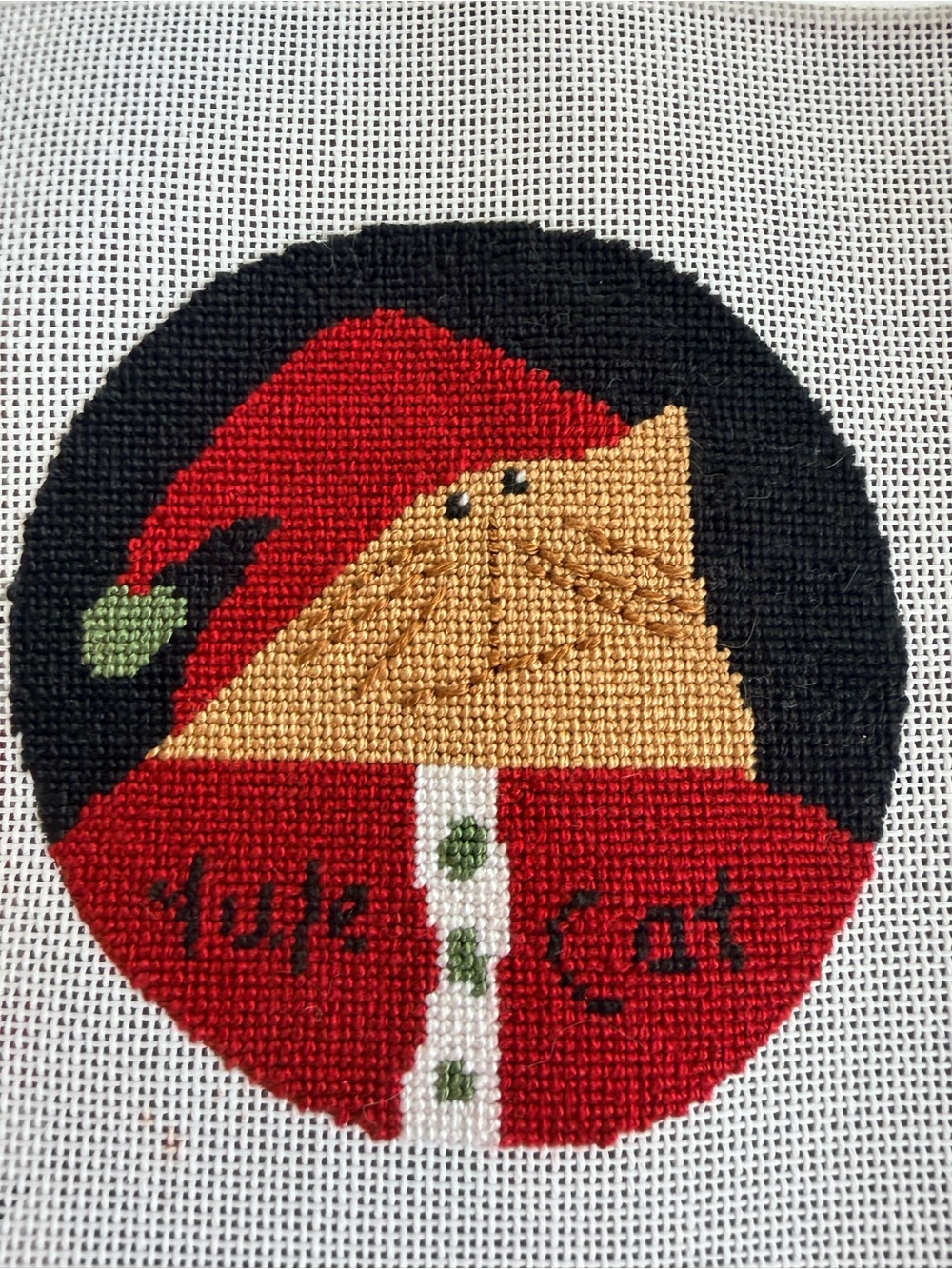 Festive Red Cat Needlepoint